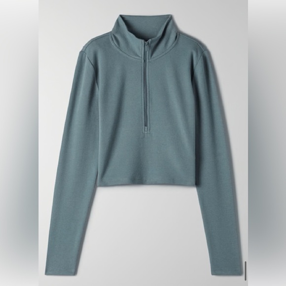 ARITZIA Sunday Best Teal Quarter-Zip long sleeve - Picture 1 of 3